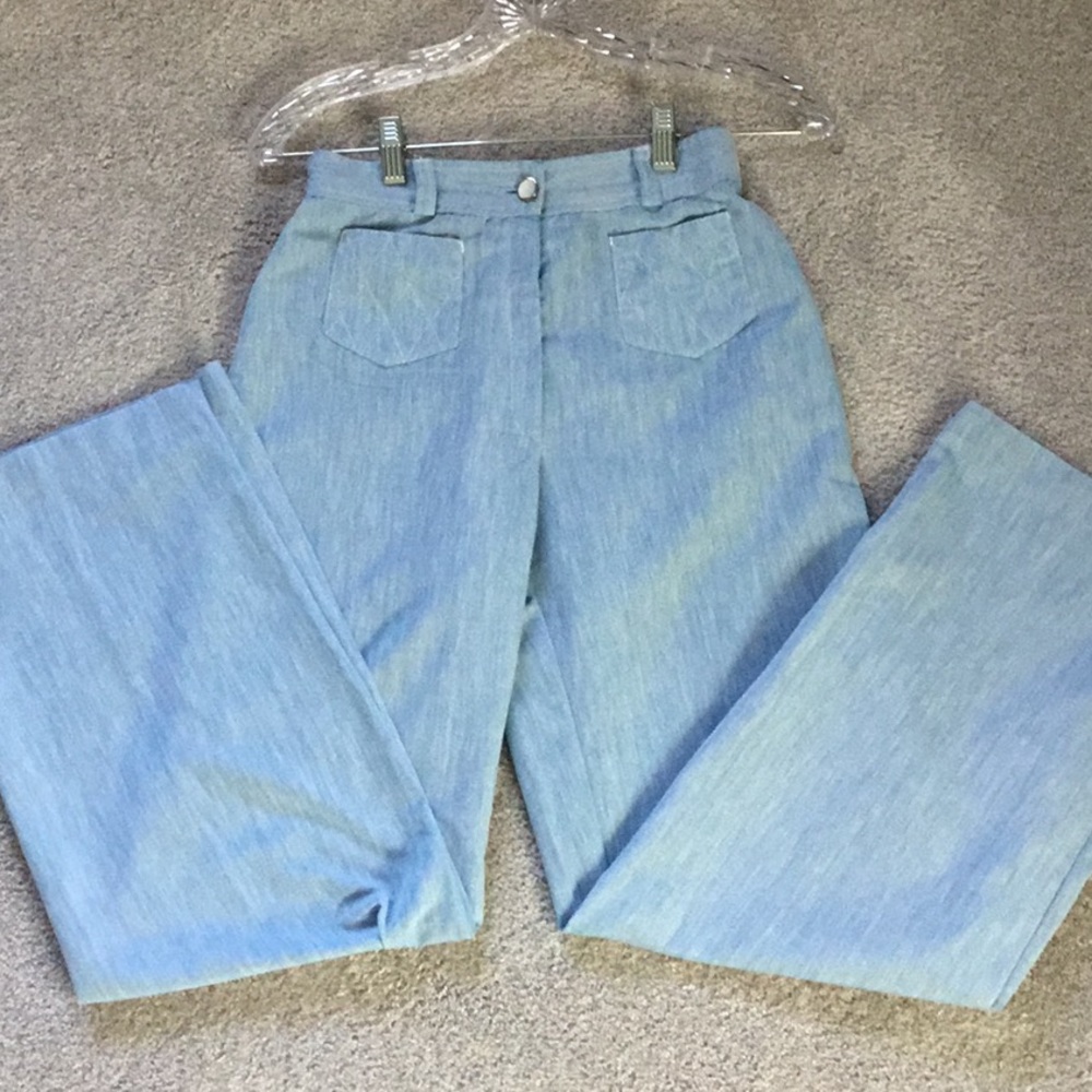 VINTAGE BLUE PANTS * XS * WIDE BOTTOM
